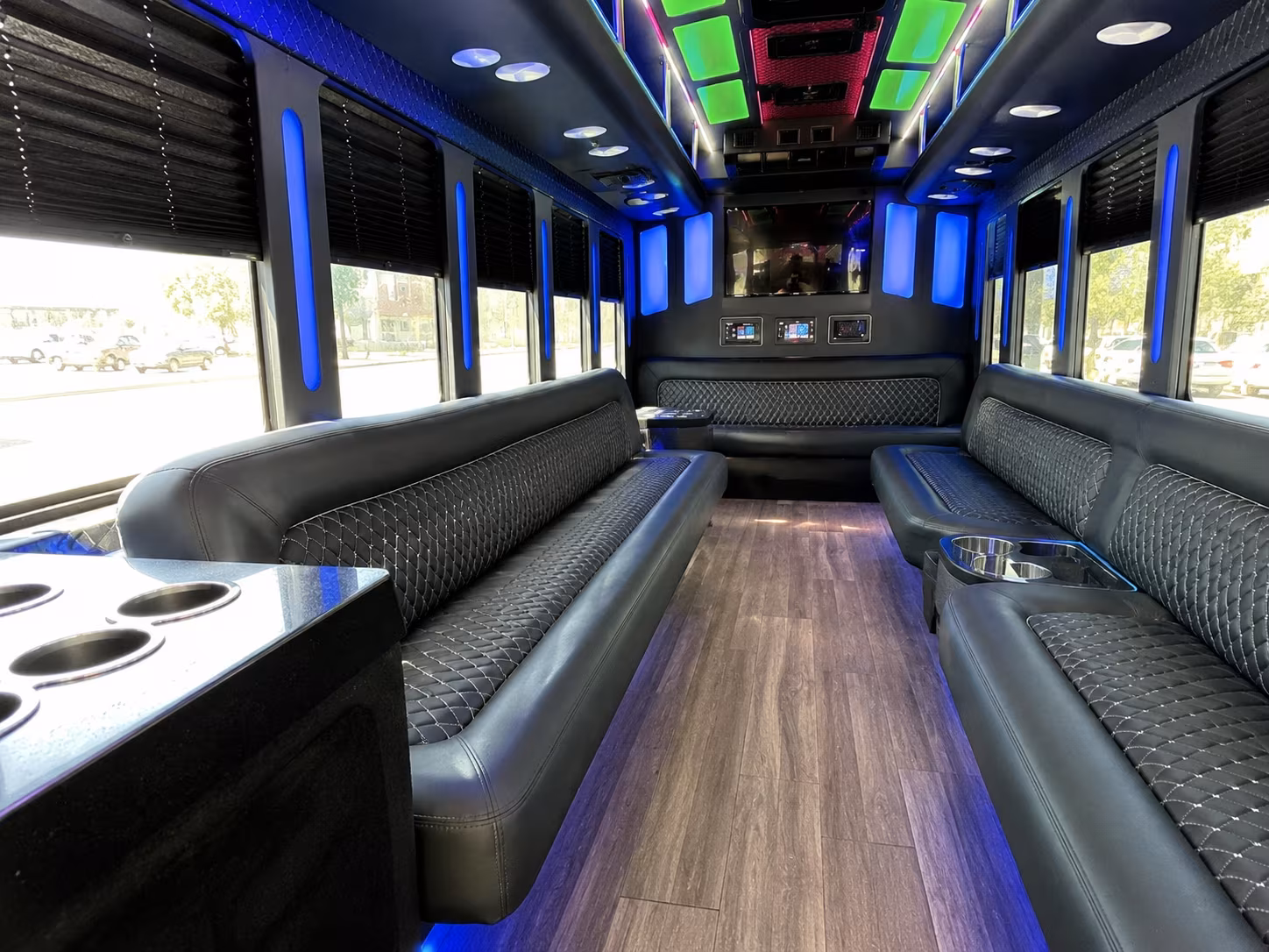 johnson city 15 passenger party bus inside
