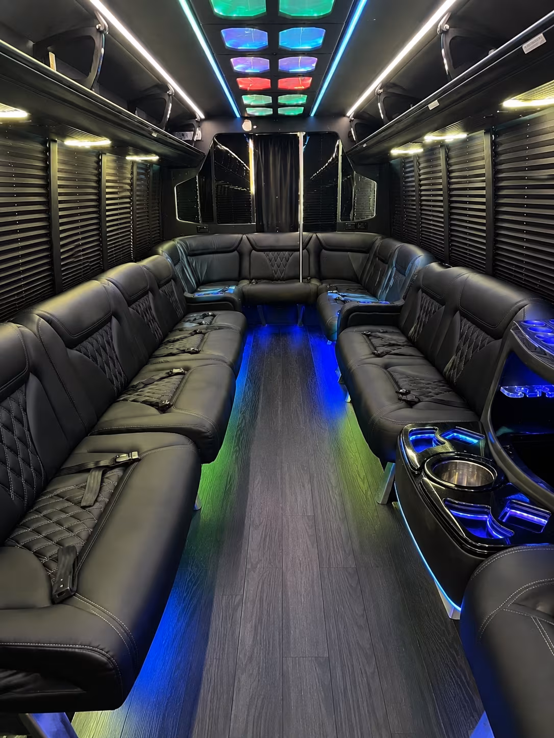 johnson city 20 passenger party bus interior