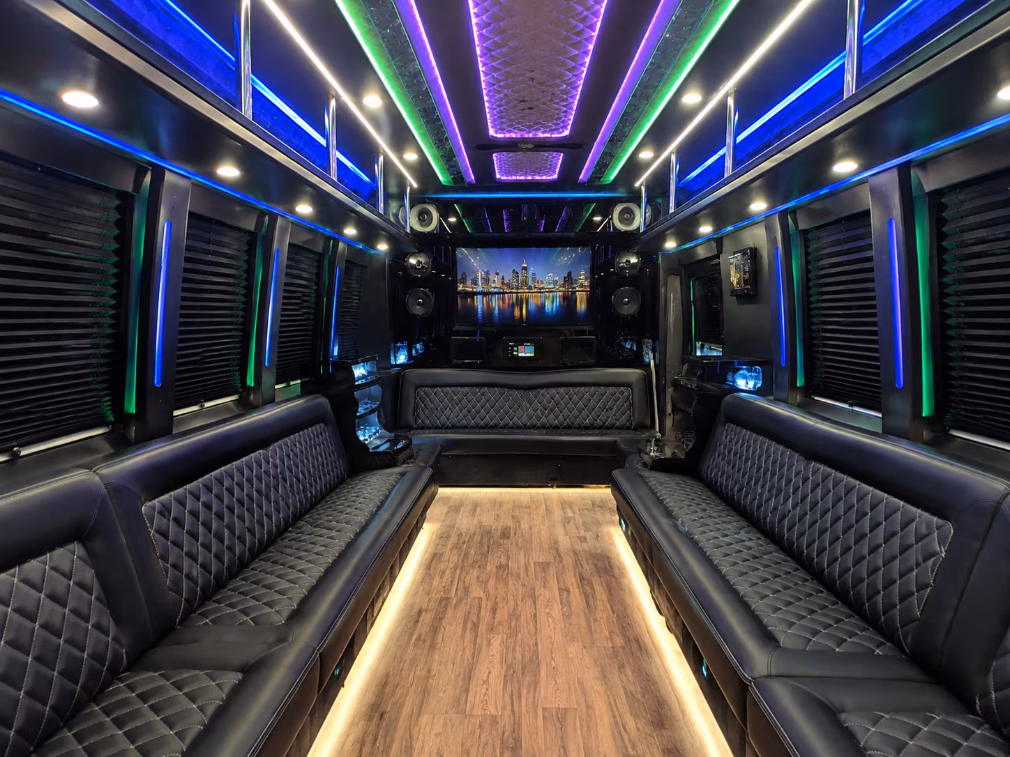 johnson city 25 passenger party bus interior