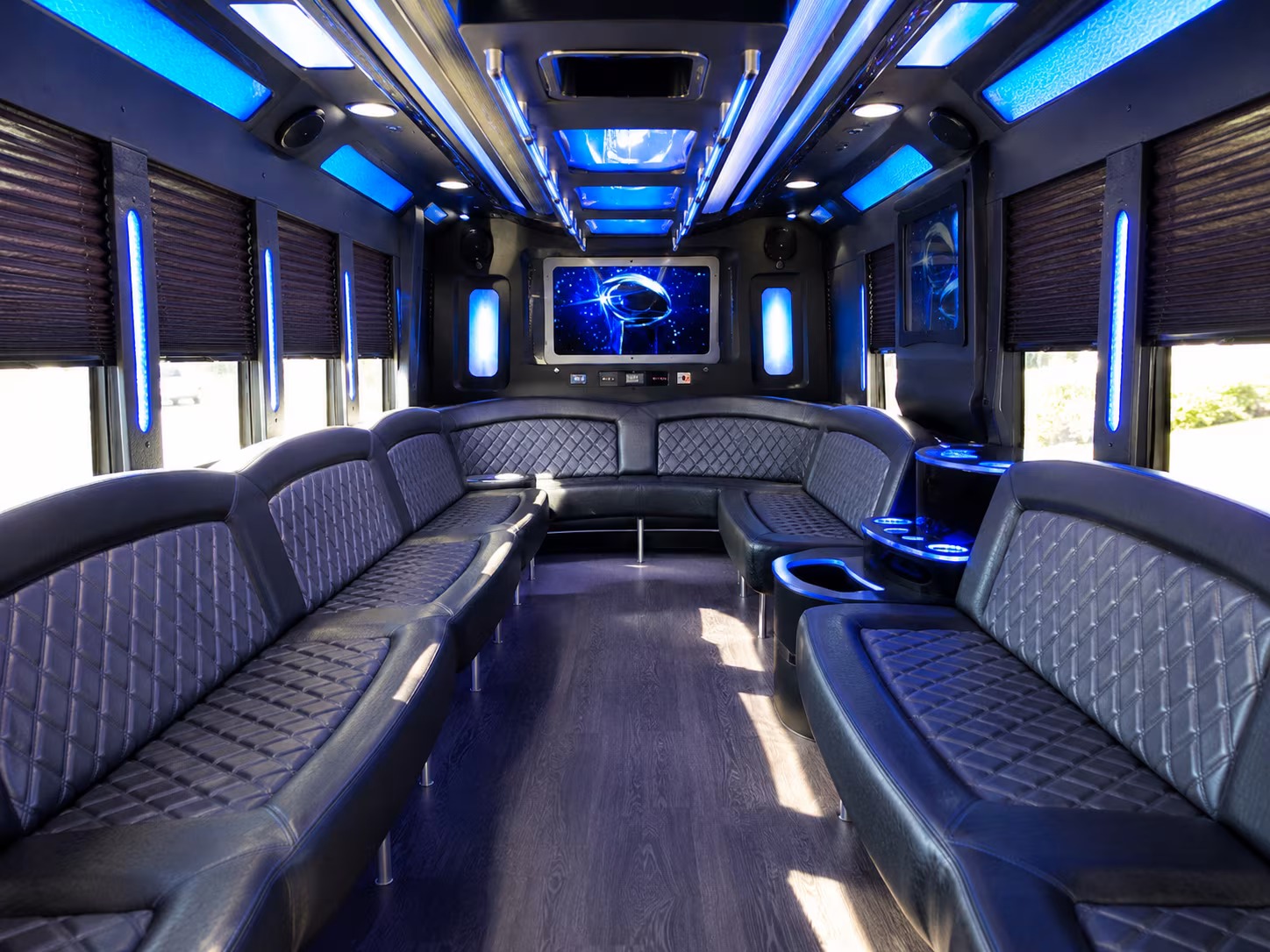 johnson city 28 passenger party bus inside
