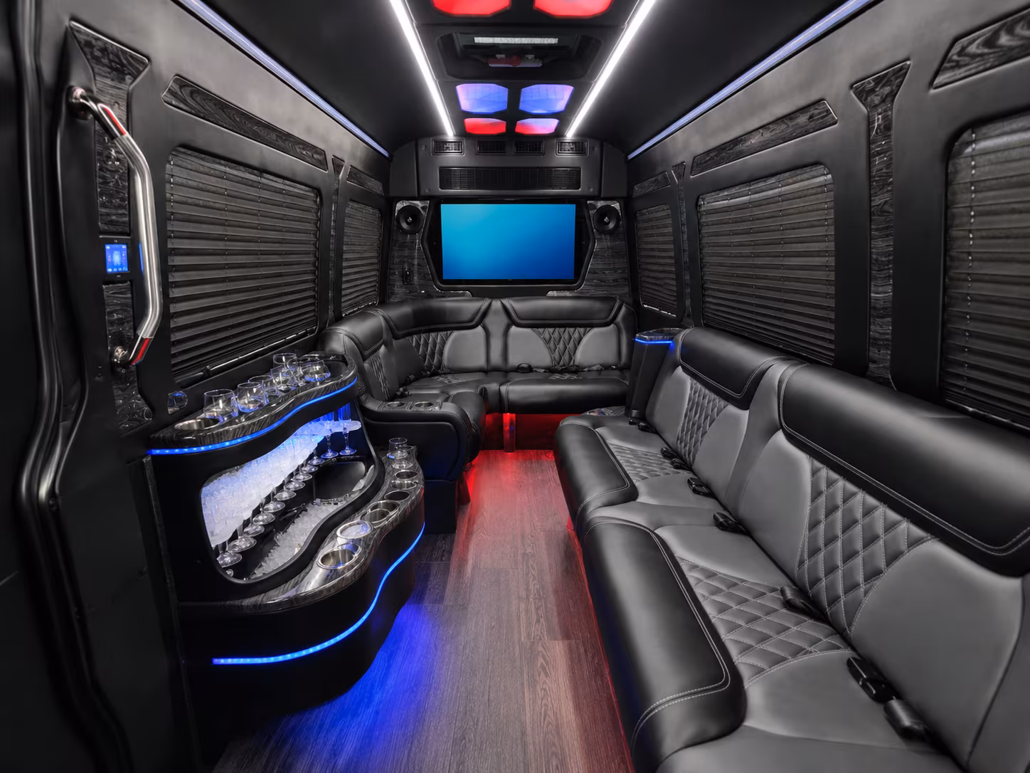 johnson city 30 passenger party bus inside