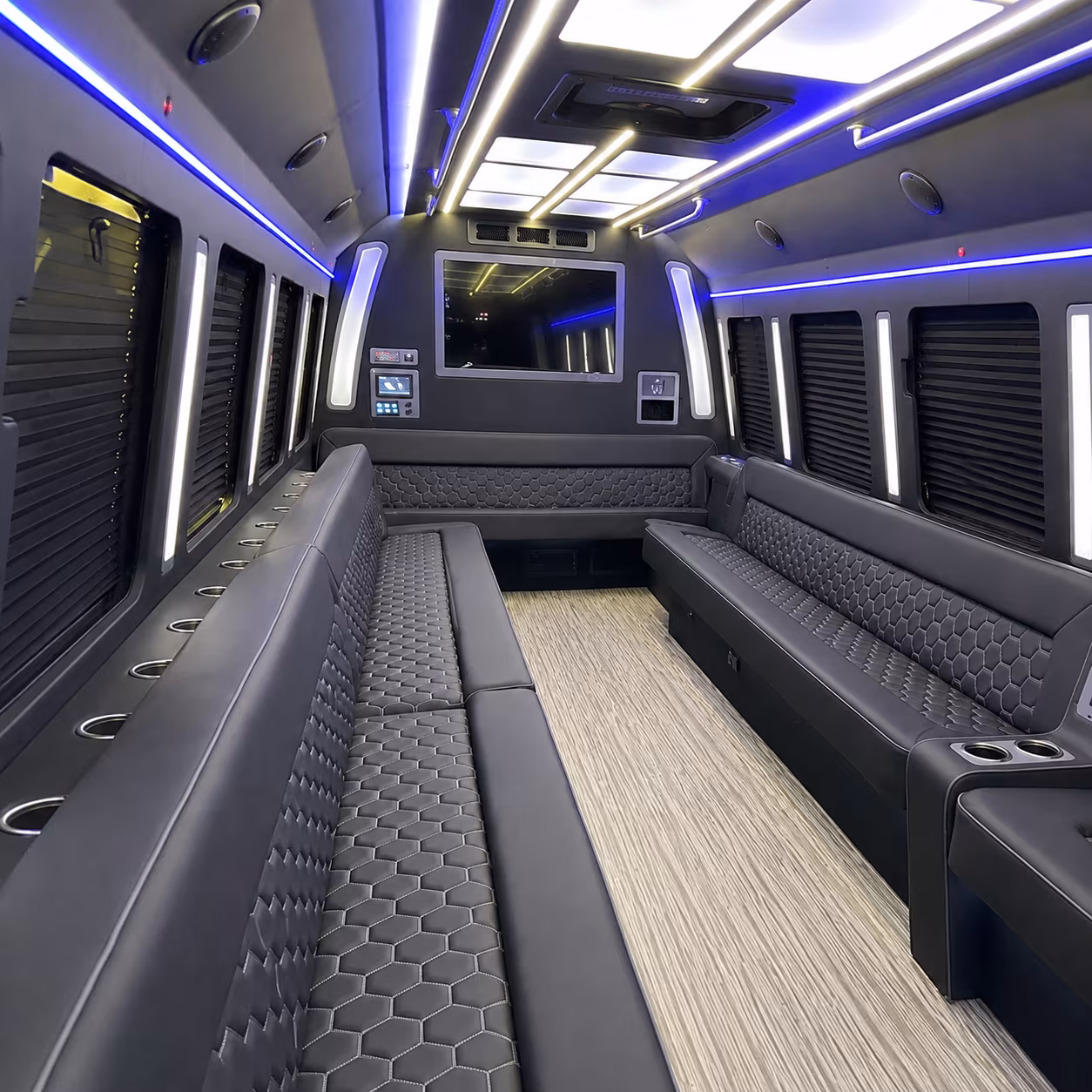 johnson city 40 passenger party bus inside