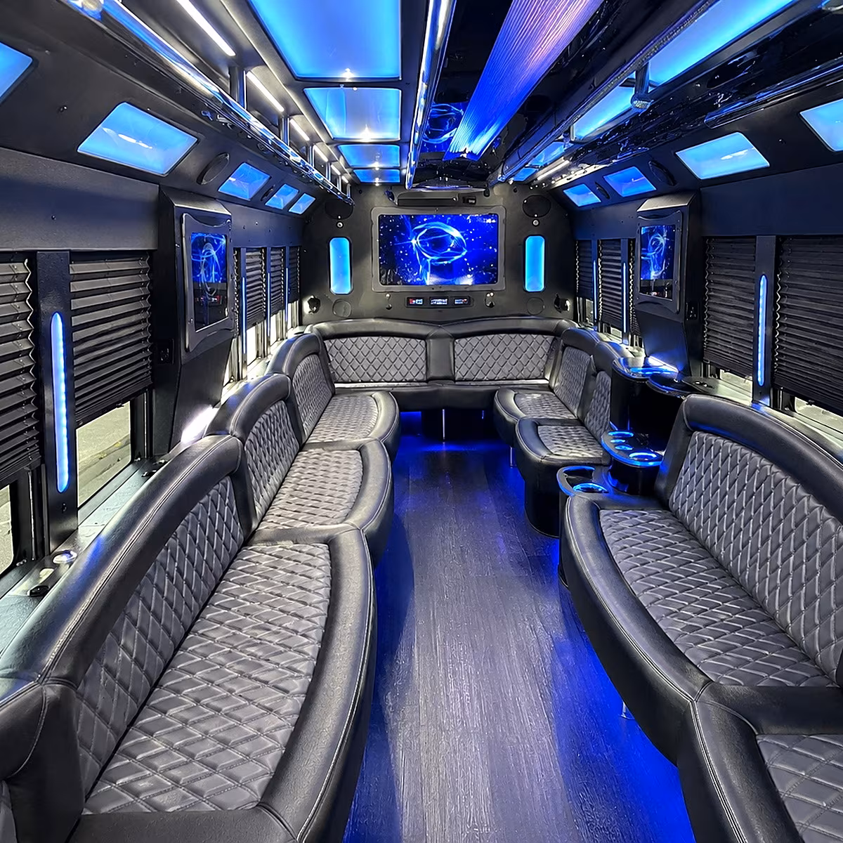 johnson city 50 passenger party bus interior